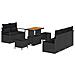 Set di Divani da Giardino 8 Pezzi con Cuscini Nero Polyrattan Acacia, Divano da Giardino 2 Posti con Cuscini Nero Polyrattan, Set da Pranzo da Giardino 3 Pezzi con Cuscini Nero Polyrattan Acacia - Foto miniatura 1