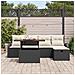 Set Divano da Giardino 6 Pezzi con Cuscini Nero Rattan Sintetico, Divano da Giardino 2 Posti con Ripostiglio e Cuscini Nero Rattan Sintetico - Foto miniatura 3