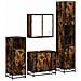 Set Mobili da Bagno 4 pz Rovere Fumo in Legno Multistrato - Foto miniatura 1