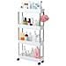 Carrello Salvaspazio Stretto A 4 Ripiani - Mobile Con Ruote Per Cucina, Bagno E Lavanderia - Foto miniatura 1