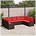 Set Divano da Giardino 9 pcs Marrone e Rosso polyrattan - Foto miniatura 2