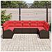 Set Divano da Giardino 9 pcs Marrone e Rosso polyrattan - Foto miniatura 3