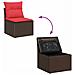 Set Divano da Giardino 9 pcs Marrone e Rosso polyrattan - Foto miniatura 9