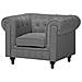 Set Divano E Poltrona 4 Posti In Tessuto Grigio Chesterfield - Foto miniatura 16