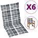 Cuscini Per Sedie Da Giardino 6 Pz Grigi A Quadri 100x50x4 Cm - Foto miniatura 1