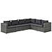 Set Divani Da Giardino 6 Pz Con Cuscini In Polyrattan Grigio - Foto miniatura 1