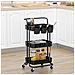 Carrello Cucina Multiuso A 3 Livelli Con Cestini E Ganci Rimovibili, Ripiano Con 12 Divisori, Nero - Foto miniatura 4