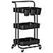 Carrello Cucina Multiuso A 3 Livelli Con Cestini E Ganci Rimovibili, Ripiano Con 12 Divisori, Nero - Foto miniatura 1