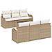 Set Divano da Giardino a 7 Pezzi con Cuscini Beige Polyrattan - Foto miniatura 1