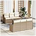 Set Divano da Giardino a 7 Pezzi con Cuscini Beige Polyrattan - Foto miniatura 2