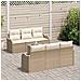 Set Divano da Giardino a 7 Pezzi con Cuscini Beige Polyrattan - Foto miniatura 3