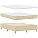 Letto con Materasso e Panchina Crema 160x200 cm Tessuto - Foto miniatura 3