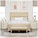 Letto con Materasso e Panchina Crema 160x200 cm Tessuto - Foto miniatura 5