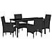 Set da Pranzo per Giardino con cuscino 5 pcs Nero Poly Rattan - Foto miniatura 1