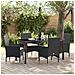 Set da Pranzo per Giardino con cuscino 5 pcs Nero Poly Rattan - Foto miniatura 2