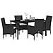 Set da Pranzo per Giardino con cuscino 5 pcs Nero Poly Rattan - Foto miniatura 3
