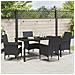 Set da Pranzo per Giardino con cuscino 5 pcs Nero Poly Rattan - Foto miniatura 4