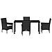 Set da Pranzo per Giardino con cuscino 5 pcs Nero Poly Rattan - Foto miniatura 7