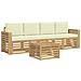 Set di divani da esterno 5 pcs Bianco e Crema Poliestere - Foto miniatura 1