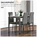 Set Da Pranzo 5 Pezzi Con 1 Tavolo Da Pranzo E 4 Sedie Moderne In Similpelle, Metallo E Vetro Temperato, Grigio - Foto miniatura 2