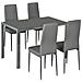 Set Da Pranzo 5 Pezzi Con 1 Tavolo Da Pranzo E 4 Sedie Moderne In Similpelle, Metallo E Vetro Temperato, Grigio - Foto miniatura 1