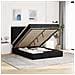 Struttura Letto Pouf con Materasso Nero 140x190 cm in Tessuto - Foto miniatura 2