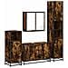 Set Mobili da Bagno 4 pz Rovere Fumo in Legno Multistrato - Foto miniatura 1