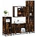 Set Mobili da Bagno 4 pz Rovere Fumo in Legno Multistrato - Foto miniatura 2