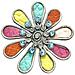 Spilla Margherita Multicolore Con Cristallo, Argento E 10µ - Foto miniatura 1