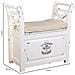 Sgabello In Legno E Metallo Con Cuscino Bianco 72x33x73h - Foto miniatura 4