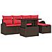 Set Divano da Giardino con cuscino 6 pcs Marrone polyrattan - Foto miniatura 1