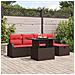Set Divano da Giardino con cuscino 6 pcs Marrone polyrattan - Foto miniatura 2