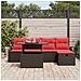 Set Divano da Giardino con cuscino 6 pcs Marrone polyrattan - Foto miniatura 3