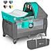 Sven Plus 2 In 1 Box Bambini Lettino Bambino Fasciatoio Giocattoli Pendenti Baldacchino Con Zanzariera Ingresso Laterale Aggiuntivo Rotelle Mobili Sistema Lockguard, Turchese - Foto miniatura 1