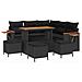 Set divano giardino  9 pezzi con cuscini neri in rattan polimerico, Set da pranzo giardino  4 pezzi con cuscini neri in rattan polimerico - Foto miniatura 1