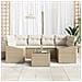 Set da Pranzo da Giardino 7 Pezzi con Cuscini Beige in Poly Rattan - Foto miniatura 3