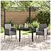 Set da Pranzo per Giardino con cuscino 3 pcs Grigio Poly Rattan - Foto miniatura 4