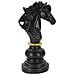 Scultura Cavallo Degli Scacchi Grande In Resina Nera E Oro - Foto miniatura 1