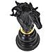 Scultura Cavallo Degli Scacchi Grande In Resina Nera E Oro - Foto miniatura 4