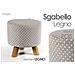 Trade Shop - Pouf Sgabello Poggiapiedi Tondo Struttura Legno Tessuto Pois Crema 28x28cm 823558 - Foto miniatura 1