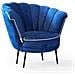 Poltrona Orel In Velluto Blue Navy Milano 19 Bordo Bianco E Piedini Neri - Foto miniatura 1