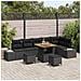 Set Divano Giardino  9 Pezzi con Cuscini Nero Polirattan Acacia, Divano Giardino  2 Posti con Cuscini Nero Polirattan, Set da Pranzo Giardino  3 Pezzi con Cuscini Nero Polirattan Acacia - Foto miniatura 2