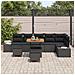 Set Divano Giardino  9 Pezzi con Cuscini Nero Polirattan Acacia, Divano Giardino  2 Posti con Cuscini Nero Polirattan, Set da Pranzo Giardino  3 Pezzi con Cuscini Nero Polirattan Acacia - Foto miniatura 3