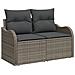 Set di Divani da Giardino  da 7 Pezzi con Cuscini Grigi in Polyrattan e Acacia, Divano da Giardino  da 2 Persone con Cuscini Grigi in Polyrattan - Foto miniatura 4