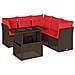 Set Divani da Giardino 6 pz con Cuscini Marrone in Polyrattan - Foto miniatura 1