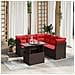 Set Divani da Giardino 6 pz con Cuscini Marrone in Polyrattan - Foto miniatura 2