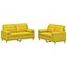 Set Di Divani 2 Pz Con Cuscini Giallo Chiaro In Tessuto - Foto miniatura 2