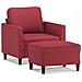 Poltrona Con Poggiapiedi Rosso Vino 60 Cm In Similpelle - Foto miniatura 2