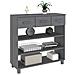 Consolle Hamar Grigio Scuro 90x35x90 Cm Legno Massello Di Pino - Foto miniatura 3