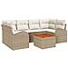 Set Divano da Giardino a 7 Pezzi con Cuscini Beige Rattan Acacia - Foto miniatura 1